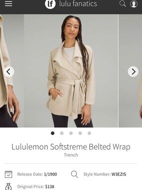 Lululemon Softstreme Belted Wrap, M/L Trench